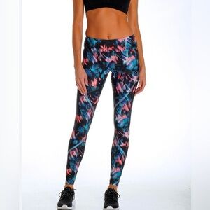 Caelum Leggings Women's Sz XL Skinny Ankle Mid Rise Pull on Athletic Blue Pink